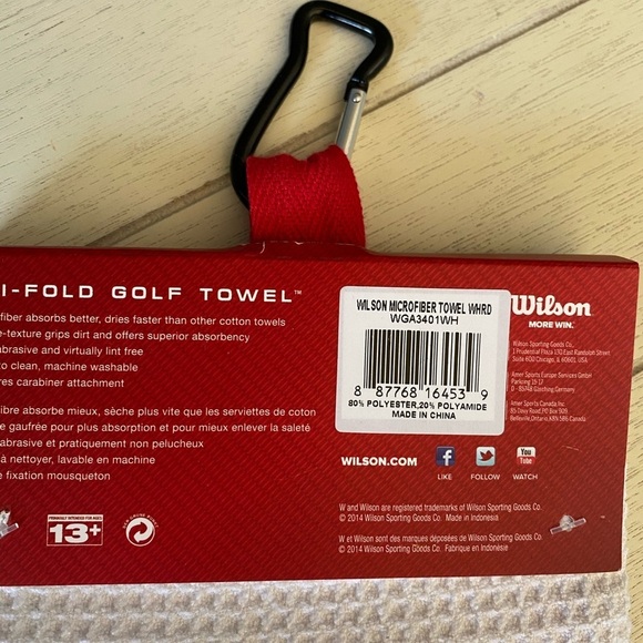NEW Wilson Microfiber Tri Fold Golf Towel 16x21 - Picture 4 of 4